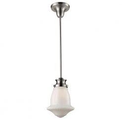 Schoolhouse Pendants 1-Light Satin Nickel Ceiling Mount Pendant by Titan Lighting