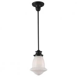 Schoolhouse Pendants 1-Light Oiled Bronze Ceiling Mount Pendant by Titan Lighting