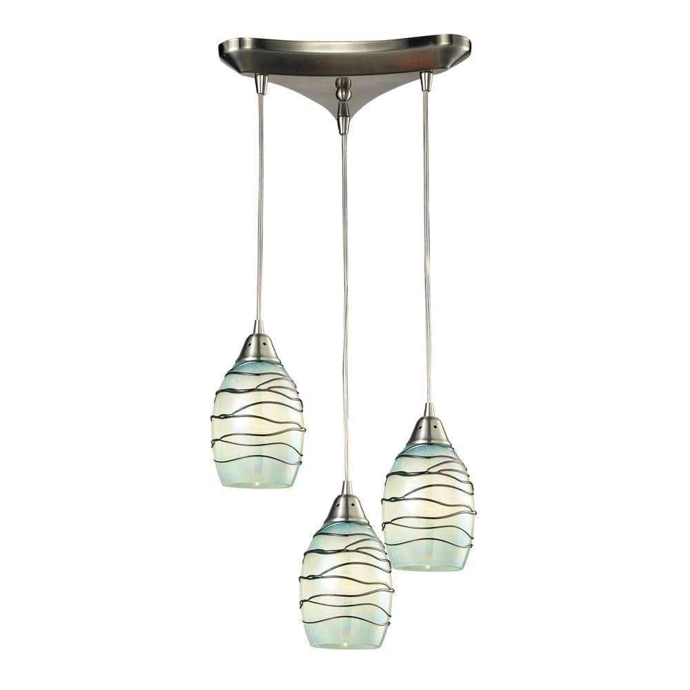 Helice Collection 3-Light Satin Nickel Mini Pendant by Titan Lighting 3 Helice Collection 3-Light Satin Nickel Mini Pendant by Titan Lighting