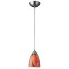 Arco Baleno 1-Light Satin Nickel Pendant with Multi Glass Shade by Titan Lighting