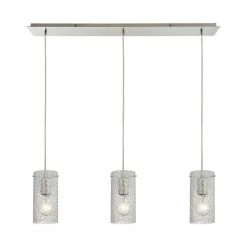 Ice Fragments 3-Light Linear Satin Nickel Pendant by Titan Lighting