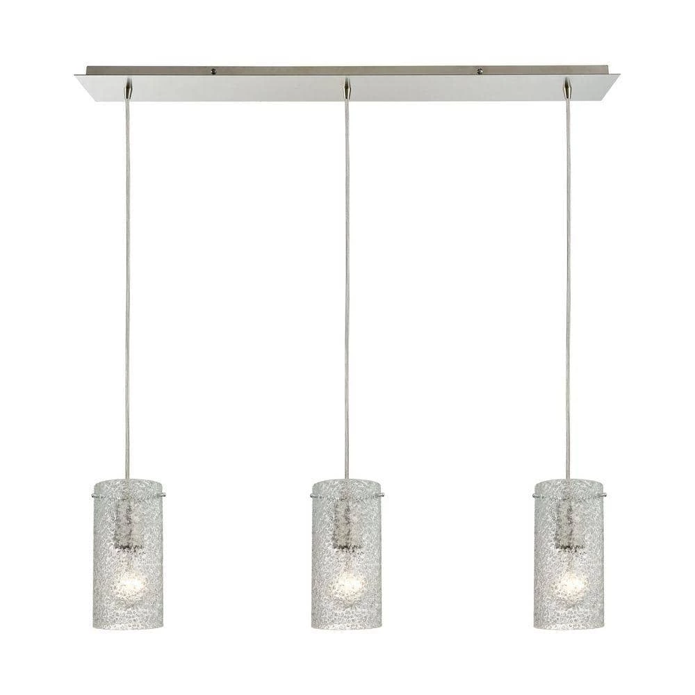 Ice Fragments 3-Light Linear Satin Nickel Pendant by Titan Lighting 3 Ice Fragments 3-Light Linear Satin Nickel Pendant by Titan Lighting