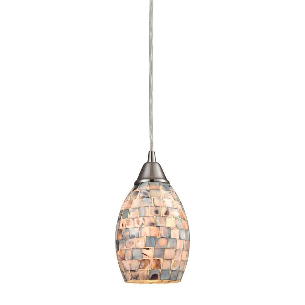 Capri 1-Light Satin Nickel and Gray Capiz Shell Pendant by Titan Lighting 3 Capri 1-Light Satin Nickel and Gray Capiz Shell Pendant by Titan Lighting