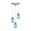 Earth 3-Light Satin Nickel Pendant with Sky Blue Glass by Titan Lighting