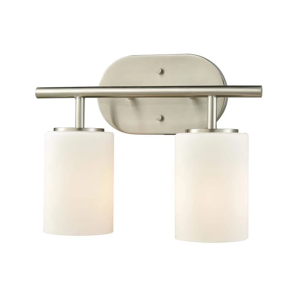 Pemlico 2-Light Satin Nickel with White Glass Bath Light by Titan Lighting 3 Pemlico 2-Light Satin Nickel with White Glass Bath Light by Titan Lighting
