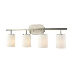 Pemlico 4-Light Satin Nickel with White Glass Bath Light by Titan Lighting