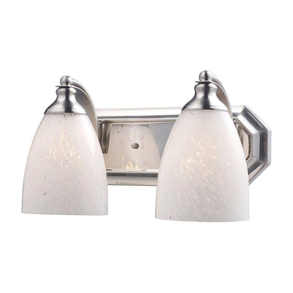 2-Light Satin Nickel Wall Mount Vanity Light by Titan Lighting 3 2-Light Satin Nickel Wall Mount Vanity Light by Titan Lighting