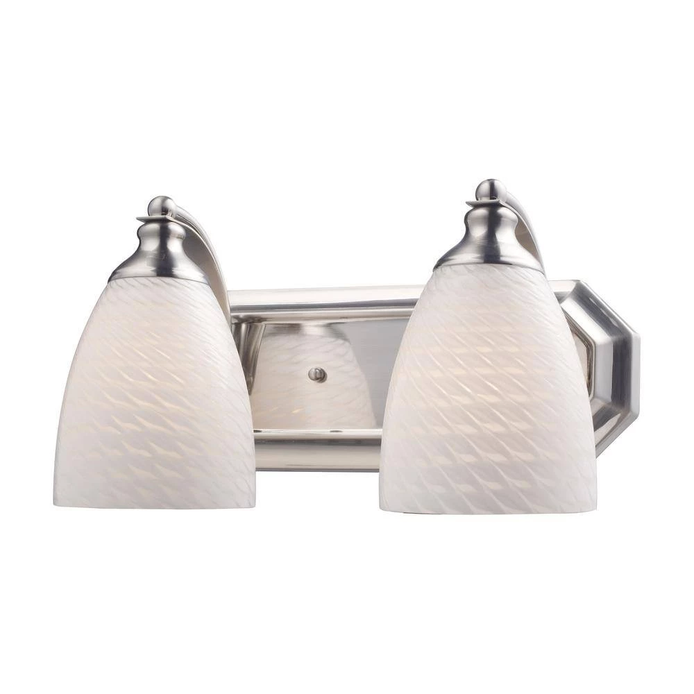 2-Light Satin Nickel Wall Mount Vanity Light by Titan Lighting 4 2-Light Satin Nickel Wall Mount Vanity Light by Titan Lighting - Image 2