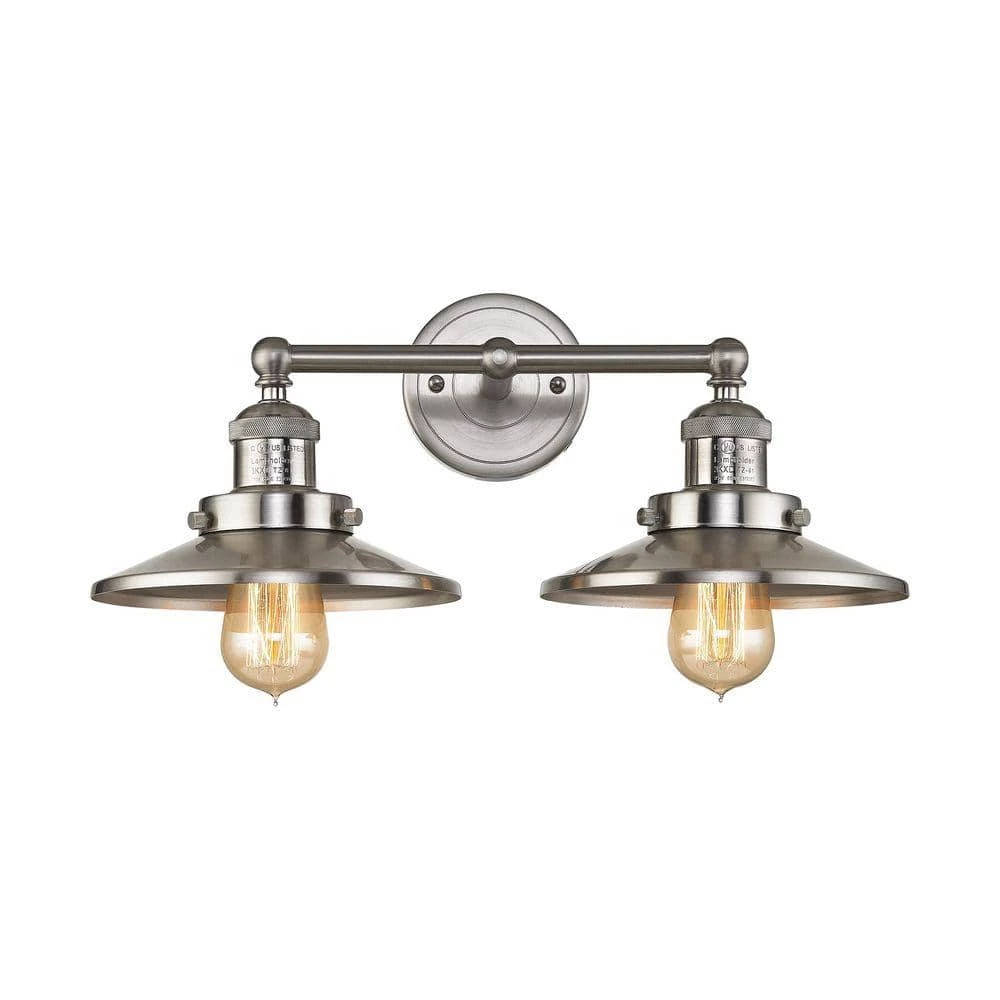 English Pub 2-Light Satin Nickel Vanity Light by Titan Lighting 3 English Pub 2-Light Satin Nickel Vanity Light by Titan Lighting