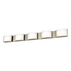 Pandora 5-Light Satin Nickel and Opal Glass LED Vanity Light by Titan Lighting