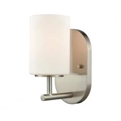 Pemlico 1-Light Satin Nickel with White Glass Bath Light by Titan Lighting