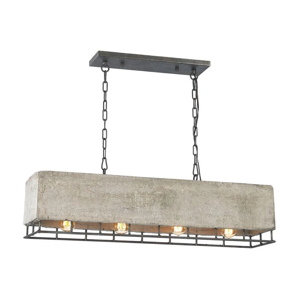 Brocca 4-Light Rectangular Silverdust Iron Chandelier With Concrete And Metal Shade by Titan Lighting 3 Brocca 4-Light Rectangular Silverdust Iron Chandelier With Concrete And Metal Shade by Titan Lighting