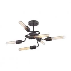 Transit 6-Light Silvered Graphite Semi Flush Mount by Titan Lighting