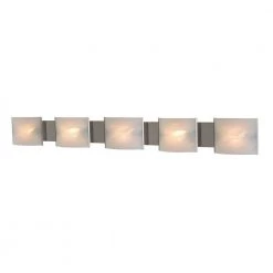 Pannelli 5-Light Stainless Steel and Hand-Moulded White Alabaster Glass Vanity Light by Titan Lighting