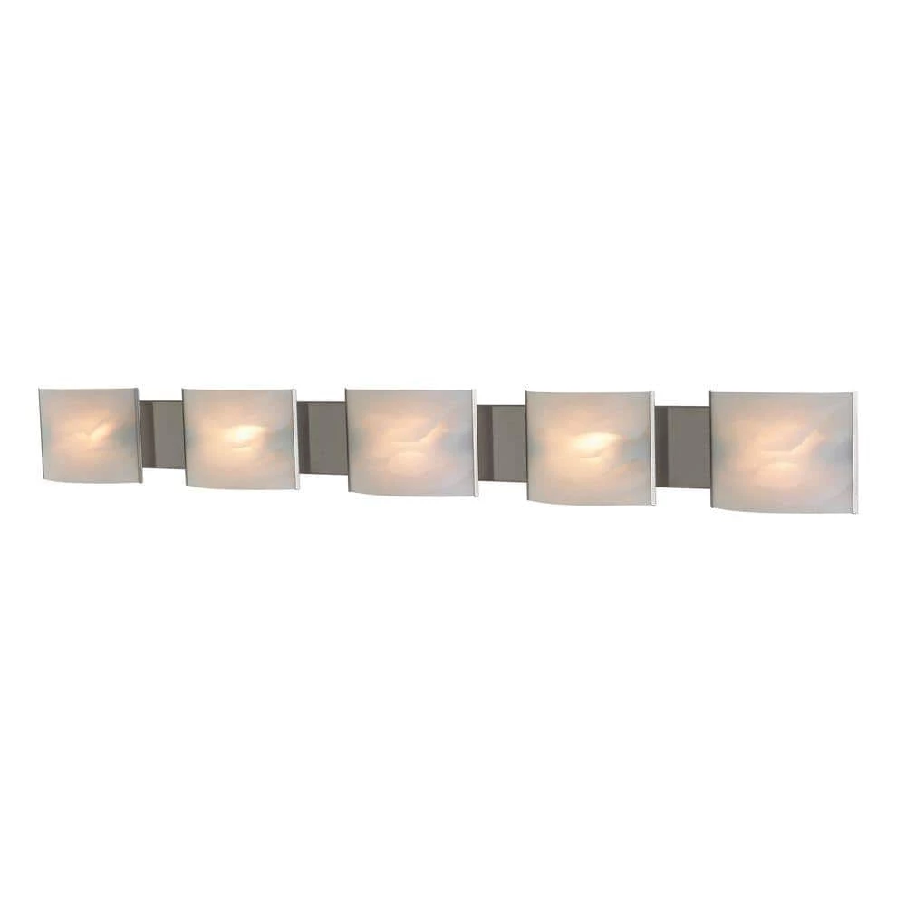 Pannelli 5-Light Stainless Steel and Hand-Moulded White Alabaster Glass Vanity Light by Titan Lighting 3 Pannelli 5-Light Stainless Steel and Hand-Moulded White Alabaster Glass Vanity Light by Titan Lighting