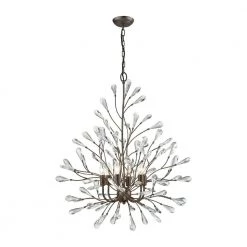 Crislett 6-Light Sunglow Bronze with Clear Crystal Chandelier by Titan Lighting