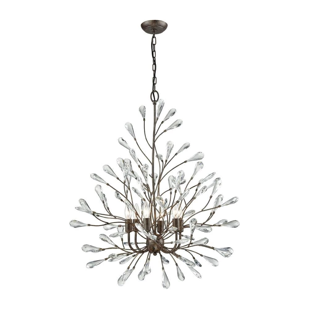 Crislett 6-Light Sunglow Bronze with Clear Crystal Chandelier by Titan Lighting 3 Crislett 6-Light Sunglow Bronze with Clear Crystal Chandelier by Titan Lighting