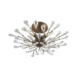 Crislett 4-Light Sunglow Bronze with Clear Crystal Semi-Flushmount by Titan Lighting