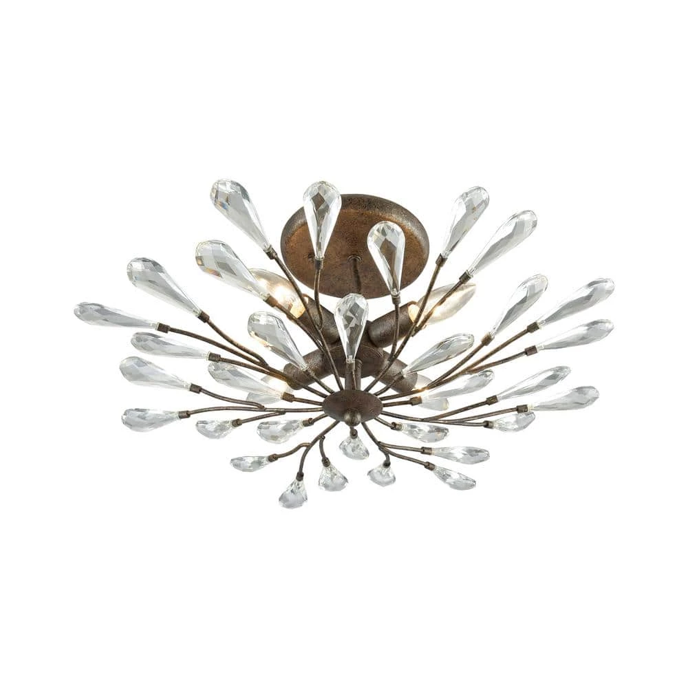 Crislett 4-Light Sunglow Bronze with Clear Crystal Semi-Flushmount by Titan Lighting 3 Crislett 4-Light Sunglow Bronze with Clear Crystal Semi-Flushmount by Titan Lighting