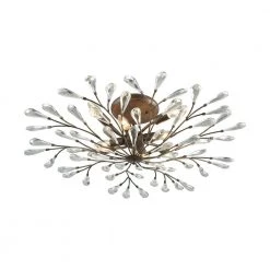 Crislett 8-Light Sunglow Bronze with Clear Crystal Semi-Flushmount by Titan Lighting