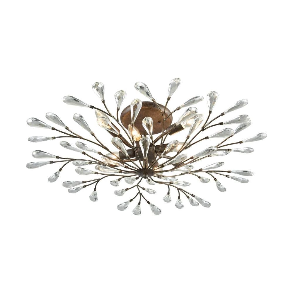 Crislett 8-Light Sunglow Bronze with Clear Crystal Semi-Flushmount by Titan Lighting 3 Crislett 8-Light Sunglow Bronze with Clear Crystal Semi-Flushmount by Titan Lighting