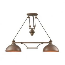 Farmhouse 2-Light Tarnished Brass Pulldown Billiard Light by Titan Lighting