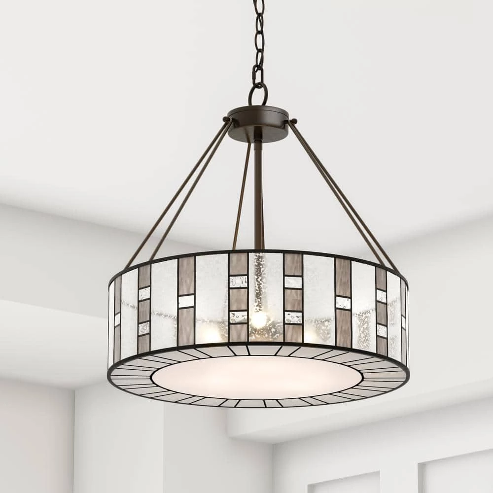 Ethan 3-Light Tiffany Bronze Chandelier by Titan Lighting 4 Ethan 3-Light Tiffany Bronze Chandelier by Titan Lighting - Image 2