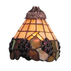 Mix-N-Match 1-Light Stained Honey Dune with Grape Accents Tiffany Glass Shade by Titan Lighting