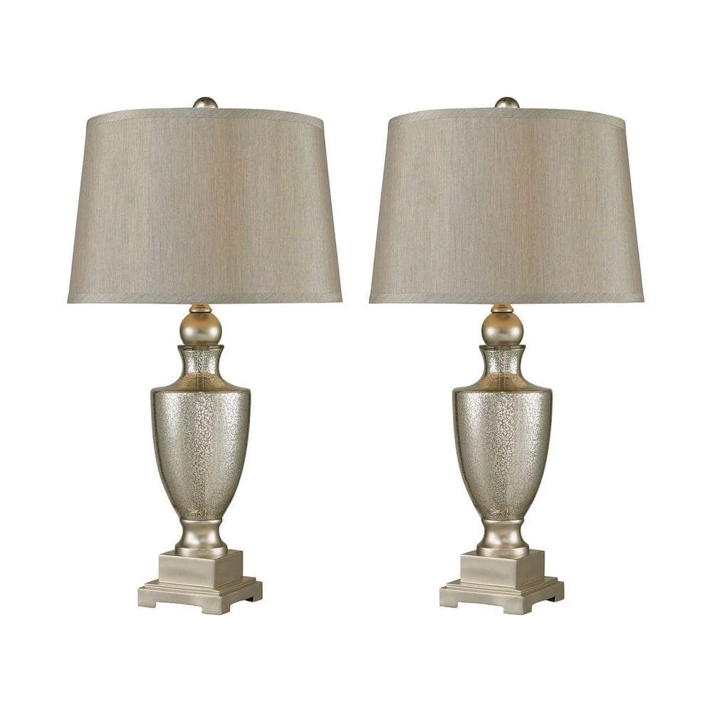 29 in. Antique Mercury Glass Table Lamps with Silver Accents (Set of 2) by Titan Lighting 3 29 in. Antique Mercury Glass Table Lamps with Silver Accents (Set of 2) by Titan Lighting