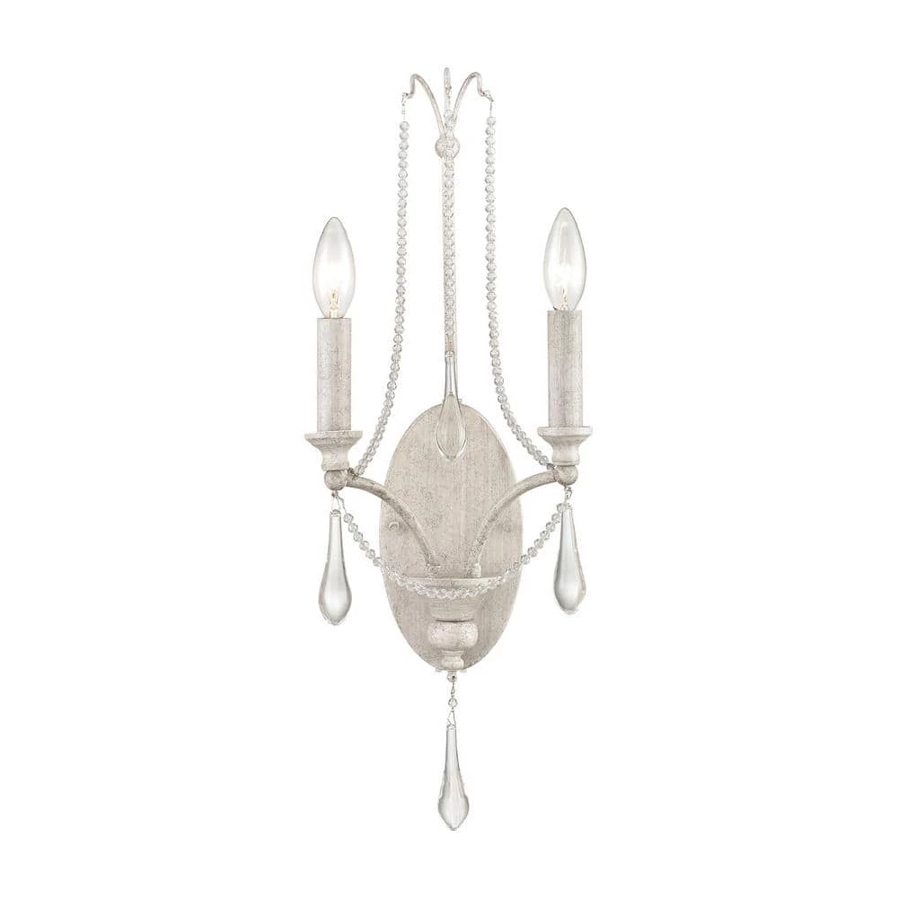 French Parlor 2-Light Vintage White Wall Sconce by Titan Lighting 3 French Parlor 2-Light Vintage White Wall Sconce by Titan Lighting