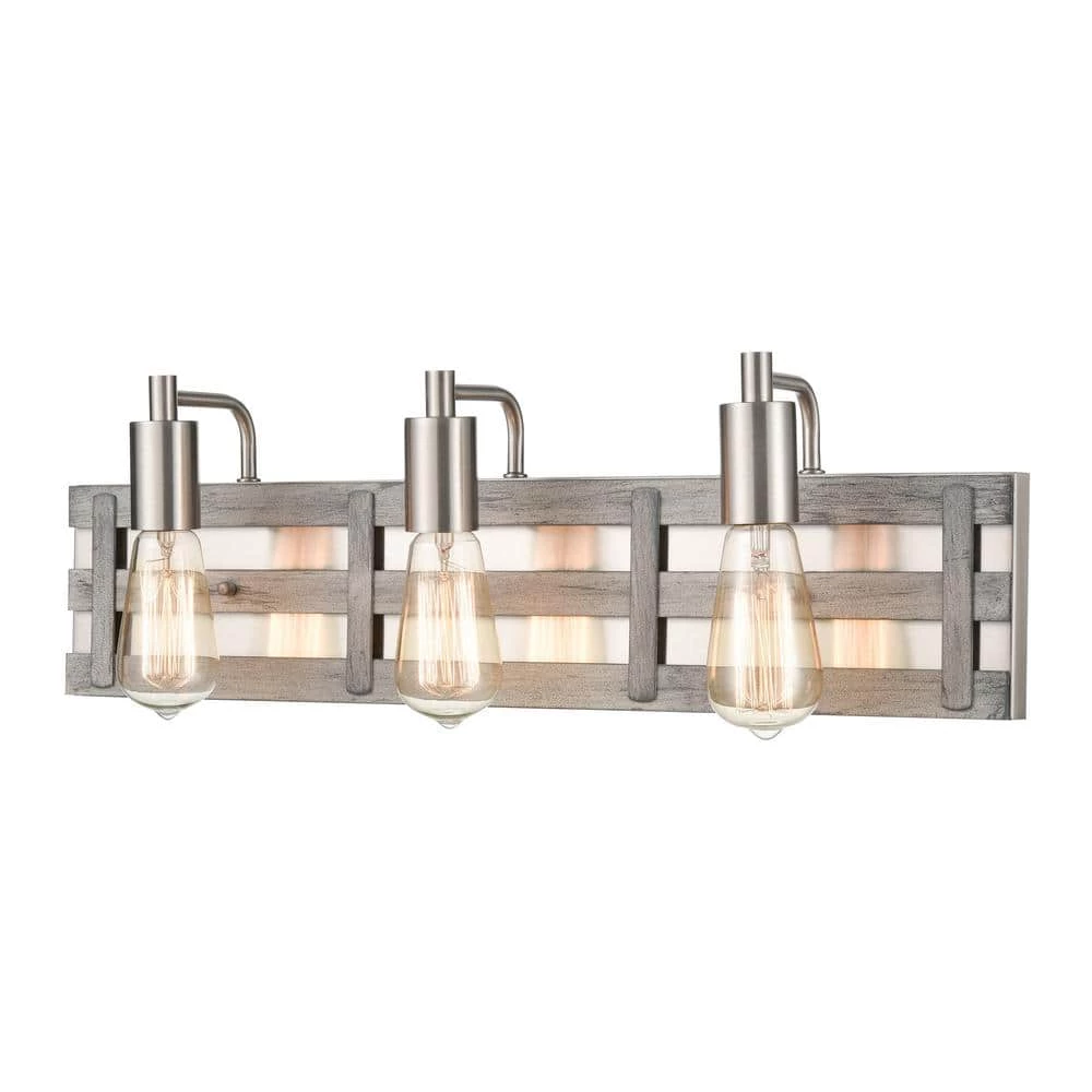 Brigantine 23 in. 3-Light Weathered Driftwood Vanity Light by Titan Lighting 3 Brigantine 23 in. 3-Light Weathered Driftwood Vanity Light by Titan Lighting