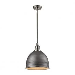 Carolton 1-Light Weathered Zinc/Polished Nickel Pendant by Titan Lighting