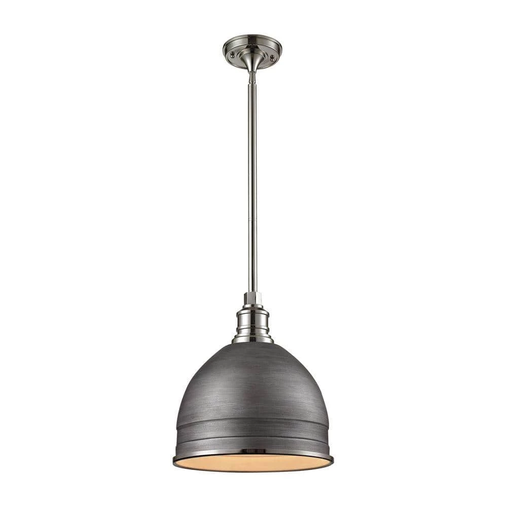 Carolton 1-Light Weathered Zinc/Polished Nickel Pendant by Titan Lighting 3 Carolton 1-Light Weathered Zinc/Polished Nickel Pendant by Titan Lighting