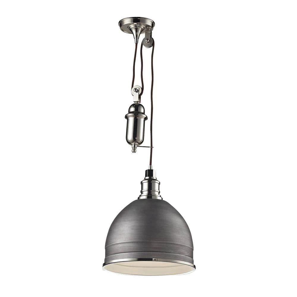 Carolton 1-Light Weathered Zinc/Polished Nickel Pendant by Titan Lighting 3 Carolton 1-Light Weathered Zinc/Polished Nickel Pendant by Titan Lighting