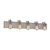 Corrugated Steel 5-Light Weathered Zinc and Polished Nickel Vanity Light by Titan Lighting