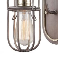 Industrial Cage 5 in. 1-Light Weathered Zinc Vanity Light by Titan Lighting -Titan Lighting sale2022 weathered zinc titan lighting vanity lighting tnvl 098210617 1f 1000