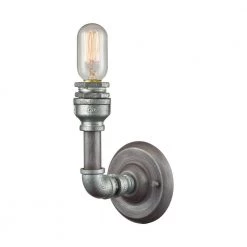 Cast Iron Pipe 1-Light Weathered Zinc Vanity Light by Titan Lighting