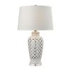 Openwork 27 in. White Ceramic Table Lamp with White Shade by Titan Lighting