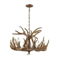Elk 6-Light Wood Brown Chandelier by Titan Lighting